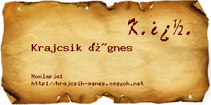Krajcsik Ágnes névjegykártya